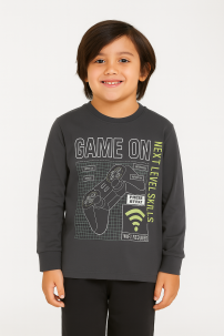 Remera Manga Larga Estampado Game On