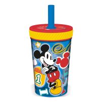 Vaso Con Sopapa Y Sorbete Silicona 370ml Mickey Mouse