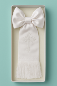  Brazal Comunion Piel De Angel con Cruz Bordada