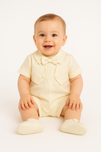 Enterito Batista De Algodon Con Alforza y Moño