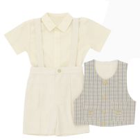 Conjunto Bautismo 3 Pieza Bermuda Camisa Manga Corta y Chaleco