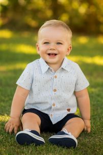 Conjunto Bautismo Short y Camisa Manga Corta