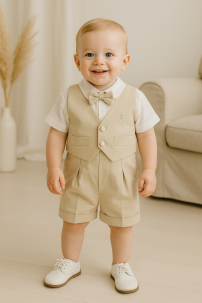 Conjunto Bautismo Bermudas y Camisa Manga Corta