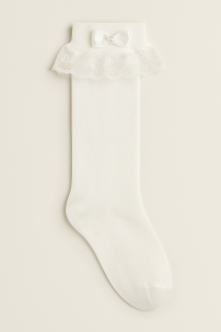 Media Multifilamento Tubo  Con Puntilla y Moño