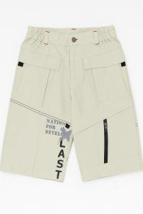 Bermuda de Gabardina Semi Elastizada con Bolsillo Cargo