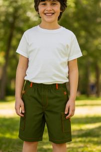 Bermuda Gabardina Con Cintura Elastizado Tipo Cargo