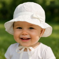 Gorro Piluso  Broderie Con Volados Forrada y Cinta