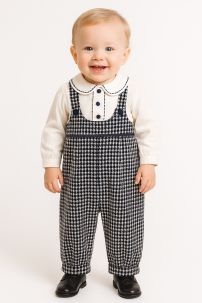 Conjunto Jardinero Pantalon Sarga Pied De Poul y Camisa Viyela