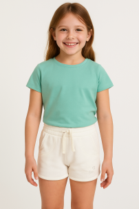 Short Algodon Rustico Bordado Con Elastico