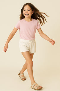 Short Algodon  Toalla Liso Con Cintura Elastizada