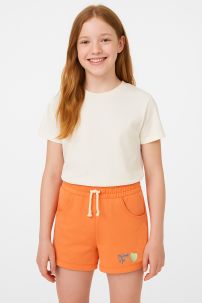 Short Algodon Rustico Con Cintura Elastizada