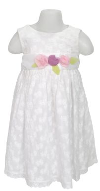 Vestido Broderie bordado en flores con aplique de puntilla en borde Pesado 