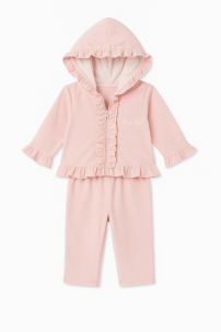 Conjunto Plush Campera Con Volados y Pantalon 