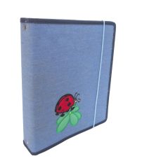 Carpeta N° 3 Forrada En Tela Con Elastico 3 Ganchos- Bordado Vaquita de San Antonio 