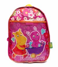 Mochila de Espalda Backyardigans 2 flores de goma arriba, bolsillo frontal ilustrado vinilico