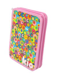 Cartuchera 2 pisos Estampado Circulos de Colores PVC 