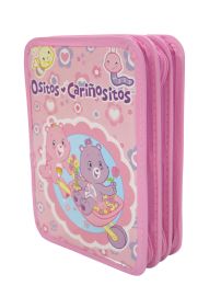 Cartuchera 3 pisos Ositos Cariñosos Rosa 