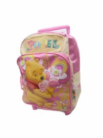 Mochila Pooh con carro jardin. Pooh bordado. Foto de pooh y sus amigos en vinilico relieve.