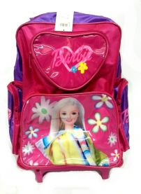  Mochila Barbie Mediana con carro bolsillo corazon, bolsillo barbie, ambos plastificados