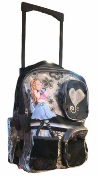 Mochila de Valentina con carro Gris/plateada/Negro mediana Bolsillo con corazon