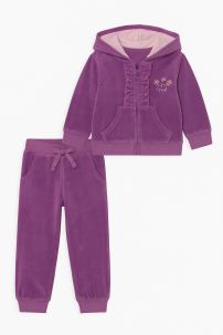 Conjunto Plush Campera  Con Volados y Pantalon Sin Pie