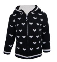 Campera Tejida con Cierre Bordado Corazones