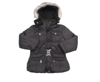 Campera Reversible con Piel Cinturon con Hebilla Capucha Desmontable