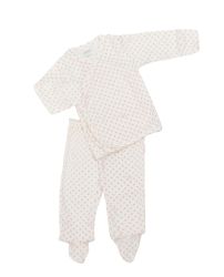 Conjunto Algodon 2 Piezas Batita Cruzada Y 1/2 Osito Con Pie  