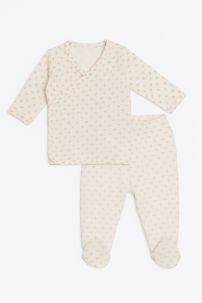 Conjunto Algodon 2 Piezas Batita Cruzada Panton Con Pie Estampado