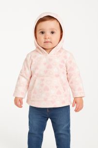 Buzo Frizado Estampado de Corazones con Capucha
