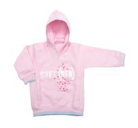 Buzo Frizado Estampado Corazones y Glitter con Capucha y Bolsillo 