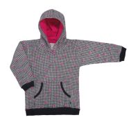 Buzo Frizado Estampado Cuadros y Flores con Capucha Forrada