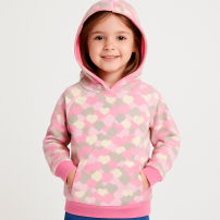 Buzo Frizado  Estampado con Corazones con Capucha Forrada