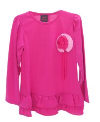 Remera Larga con Volados Manga Larga