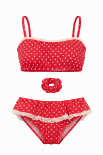 Bikini Malla 2 piezas Estampado Lunares con Volado 