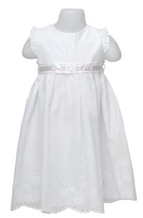 Vestido Blanco Rococo Broderie calado y alforzas