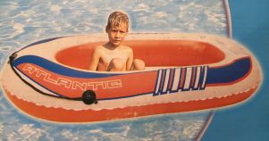 Bote inflable Atlantic 130  Blanco naranja y azul con soga