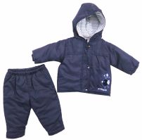 Conjunto Wata Microfibra Termico Bordado pajarito Azul 