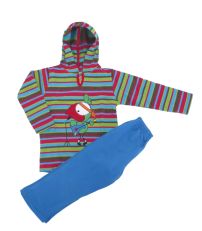 Conjunto de Jogging bebe Buzo con capucha rayado bordado loro cantor + Pantalon