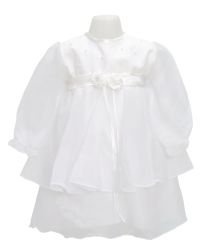 Vestido Bautismo Manga Larga 2 Volados