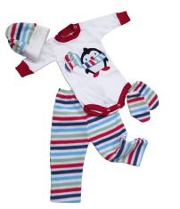 Conjunto o Set De Body Manga Larga Con Gorrito Pantalon Miton De Algodon Y Polar