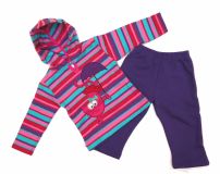 Conjunto de jogging y buzo rayado con capucha 