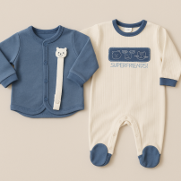 Conjunto Algodon Enterito Bordado Ositos y Saquito