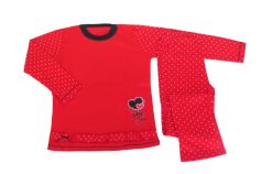 Pijama Invierno Remera Manga Larga con Volados y Pantalon Estampados con Lunares 