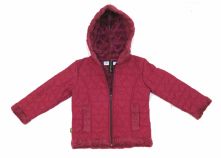 Campera con capucha - Interior en piel - Matelasse con corazones 