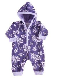 Enterito frizado sin pie con capucha floreado 