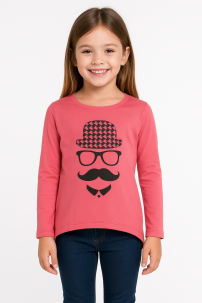 remera manga larga de algodon para nena con mostacho 4-14