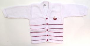 Saco de hilo de varon conm bordado de velero y finas rayas