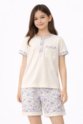 Pijama Verano Remera Manga Corta y Short Estampado Floreado