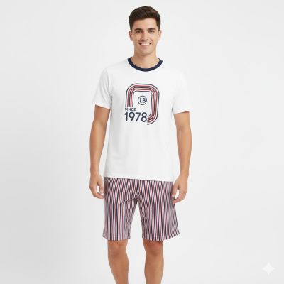 Pijama Verano Remera Manga Corta y Short Rayado